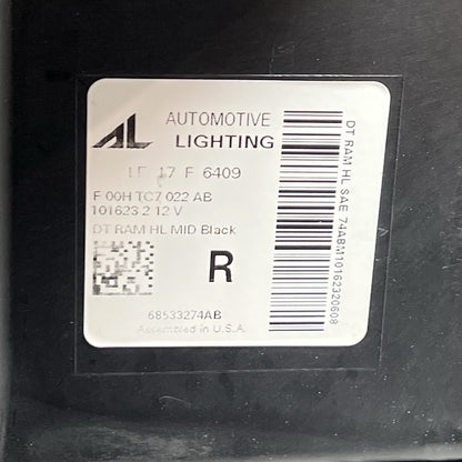 68533274AB RAM 1500 HEADLIGHT RIGHT PASSENGER 2019 2020 2021 LED FOR PARTS OEM 68533274AB