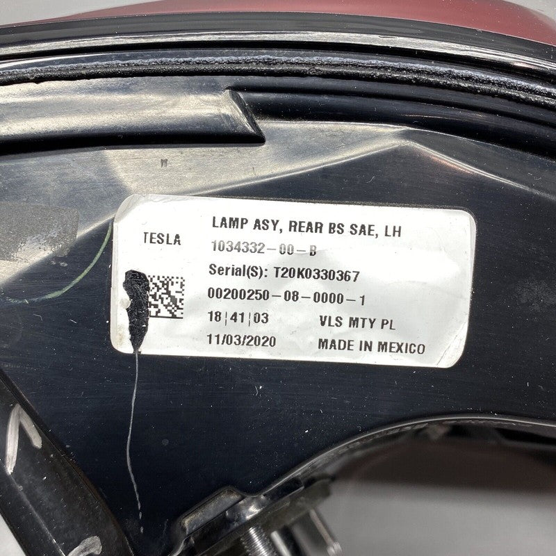 TESLA MODEL X TAIL LIGHT LEFT DRIVER 1034333-00-B 2016 2017 2018 2019 