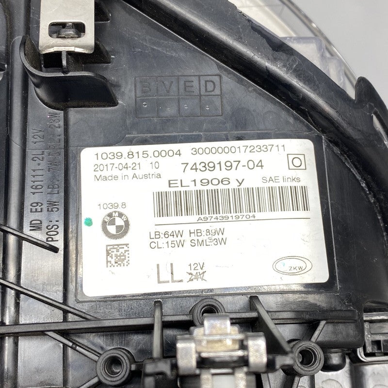 7439197 BMW 530 HEADLIGHT LEFT SIDE ADOPTIVE LED 7439197 2017 2018 2019 2020 OEM DAMAGED