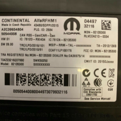 50544008 ALFA ROMEO STELVIO PASSIVE ENTRY ANTENNA CONTROL MODULE 2017 2018 2019 OEM