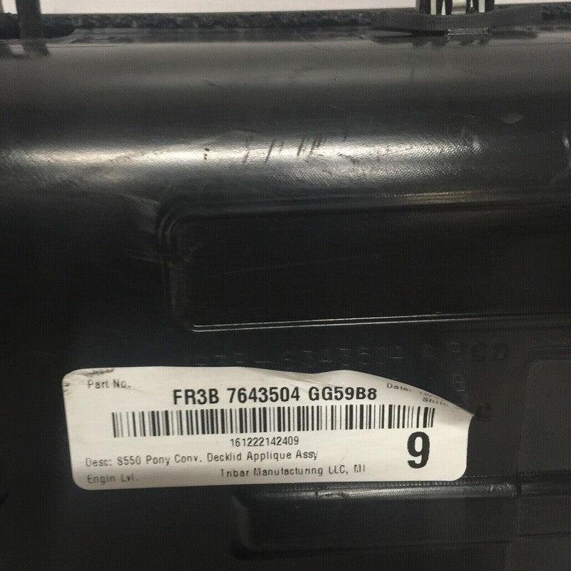FR3B7643504 FORD MUSTANG TRUNK LID FINISH PANEL WITH CAMERA 2015 2016 2017 CONVERTIBLE OEM