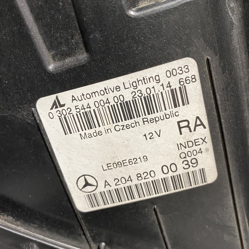 MERCEDES BENZ C250 HEADLIGHT RIGHT PASSENGER A2048200039 HALOGEN 2012 