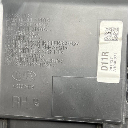 92102-D9 KIA SPORTAGE HEADLIGHT RIGHT PASSENGER HALOGEN LED 2017 2018 2019 OEM 92102-D9