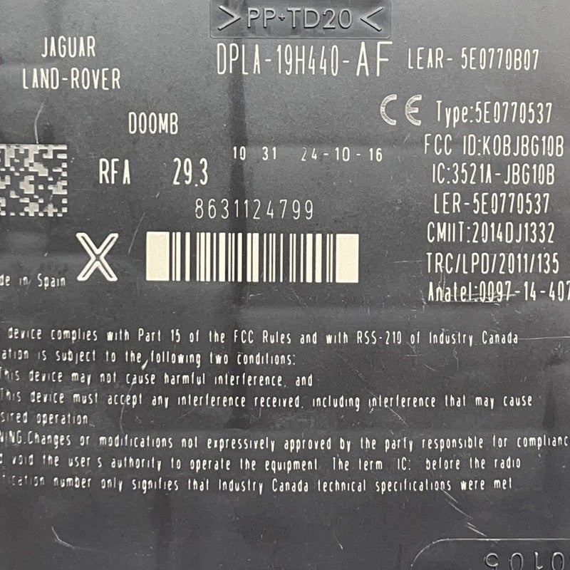 LR071651 LAND ROVER SPORT CONTROL MODULE 2014 OEM LR071651