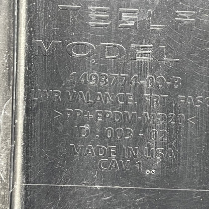 1493774-00-B TESLA MODEL Y FRONT BUMPER LOWER VALANCE 2020 2021 2022 2023 OEM 1493774-00-B