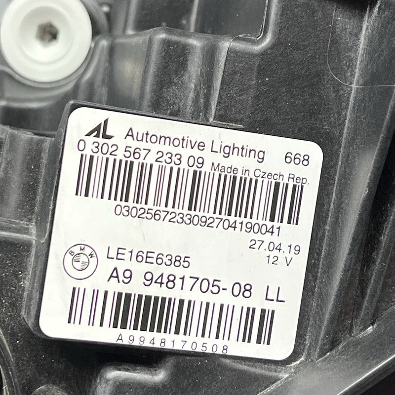 9481705-08 BMW 330 HEADLIGHT LEFT DRIVER 2019 2020 2021 2022 FULL LED OEM 9481705-08