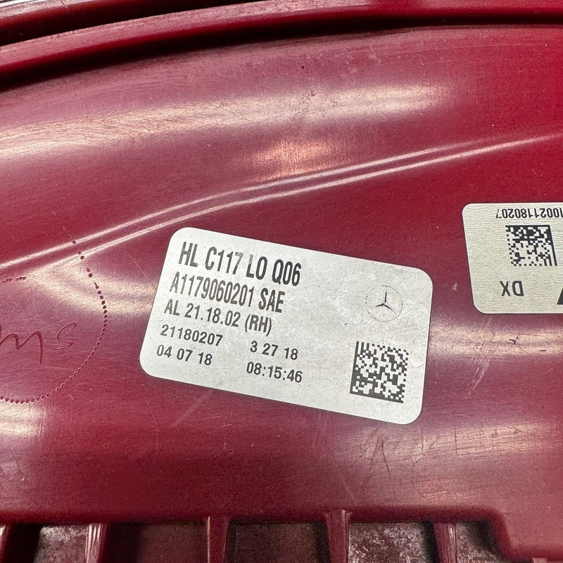 MERCEDES BENZ CL250 TAIL LIGHT RIGHT PASSENGER 2014 2015 2016 2017 OEM