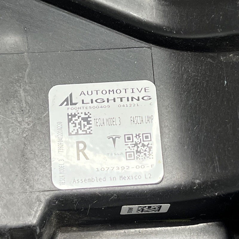 1077392-00-F TESLA MODEL 3 FOG LIGHT RIGHT PASSENGER 2017 2018 2019 2020 2021 2022 DAMAGED