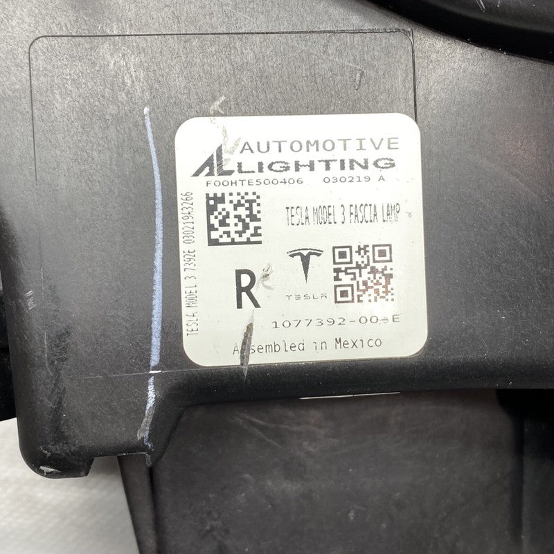 1077392-00-E TESLA MODEL 3 FOG LIGHT RIGHT PASSENGER 2017 2018 2019 2020 3 PIN 1077392-00-E