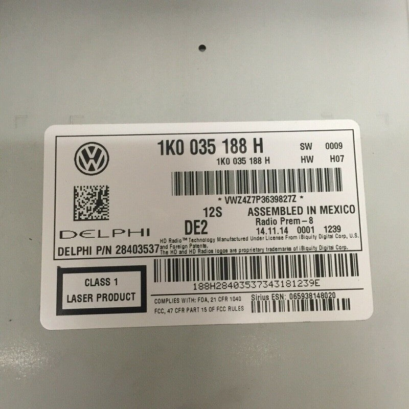 1K0035188H VOLKSWAGEN GOLF GTI TIGUAN RDC-510 TOUCH SCREEN RADIO UNIT 2015 2016 OEM 