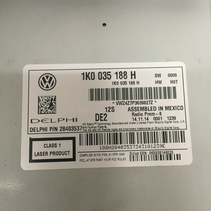 1K0035188H VOLKSWAGEN GOLF GTI TIGUAN RDC-510 TOUCH SCREEN RADIO UNIT 2015 2016 OEM 