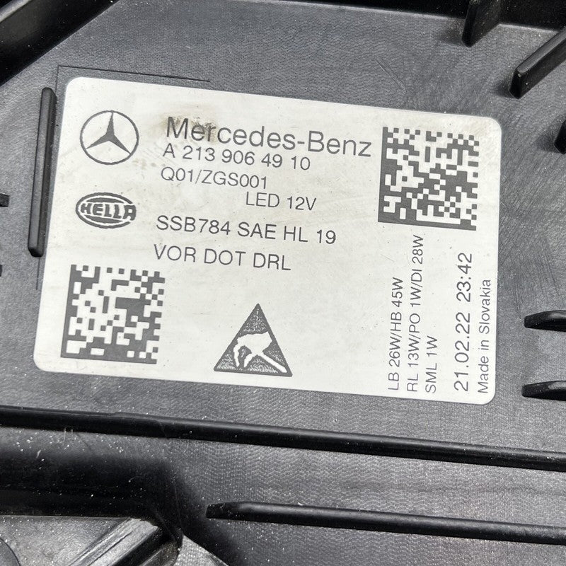 A2139064910 MERCEDES BENZ E350 HEADLIGHT LEFT DRIVER E450 LED 2021 2022 2023 OEM A2139064910