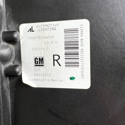 84016911 GMC SIERRA HEADLIGHT RIGHT PASSENGER 2016 2017 2018 2019 XENON OEM 84016911