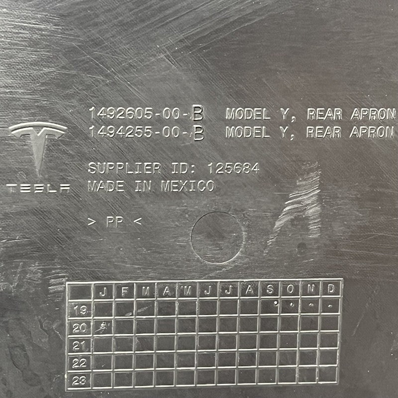 1492605-00-B TESLA MODEL Y APRON COVER REAR 2020 2021 2022 2023 OEM 1492605-00-B