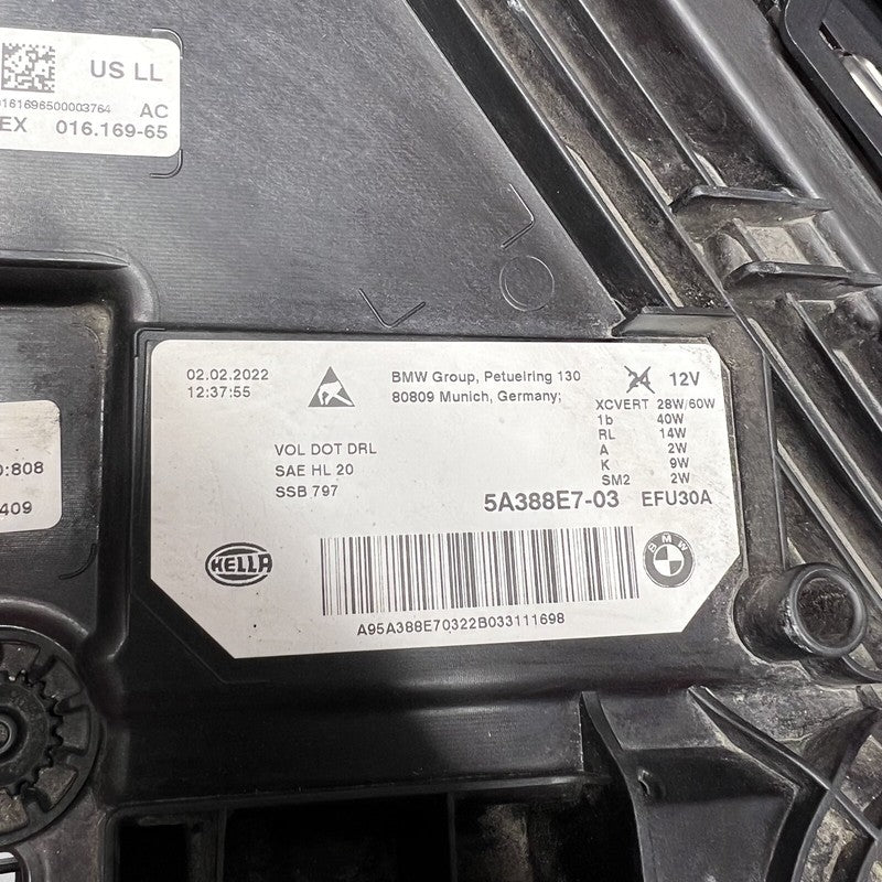 5A388E7-03 BMW M5 HEADLIGHT LEFT DRIVER 2021 2022 2023 ADAPTIVE LED 5A388E7
