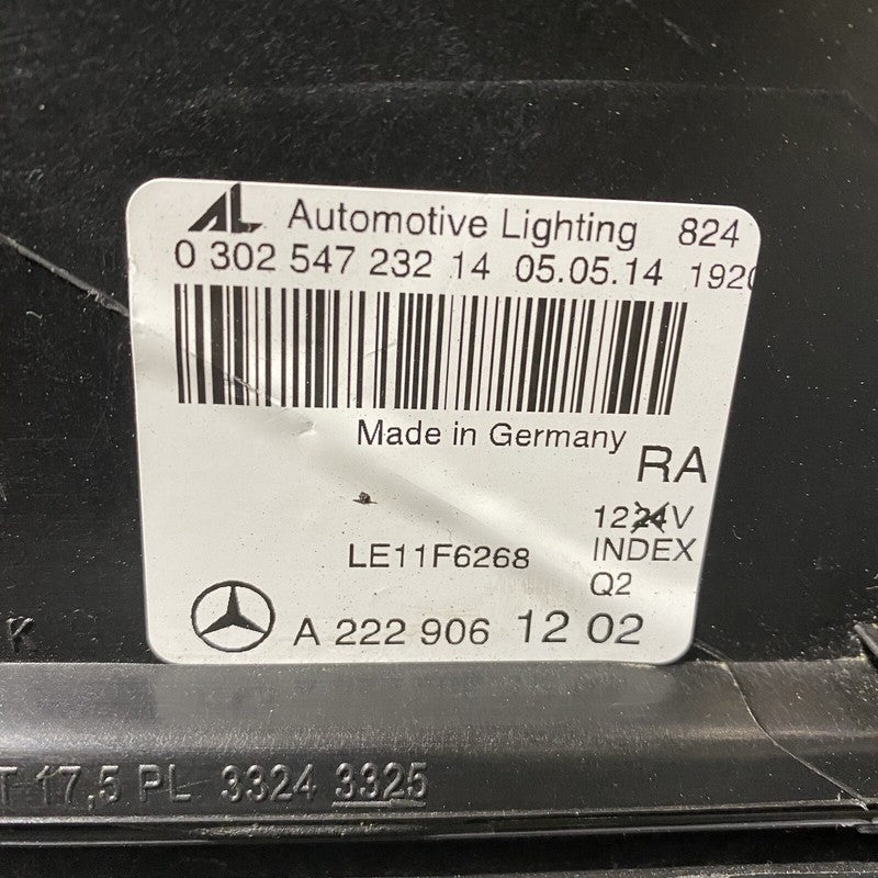 A2229061202 MERCEDES BENZ S550 HEADLIGHT S63 RIGHT PASSENGER 2014 2015 2016 2017 LED OEM