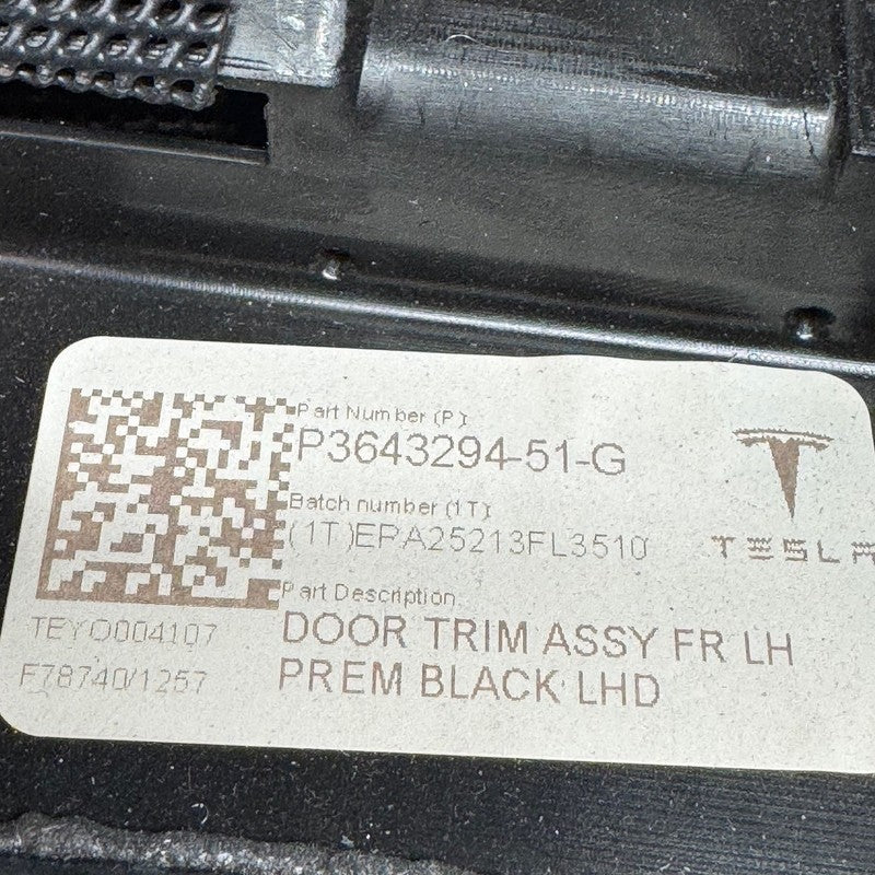 TESLA MODEL Y JUNIPER DOOR PANEL LEFT FRONT 2025 2026 OEM 3643294-51-G