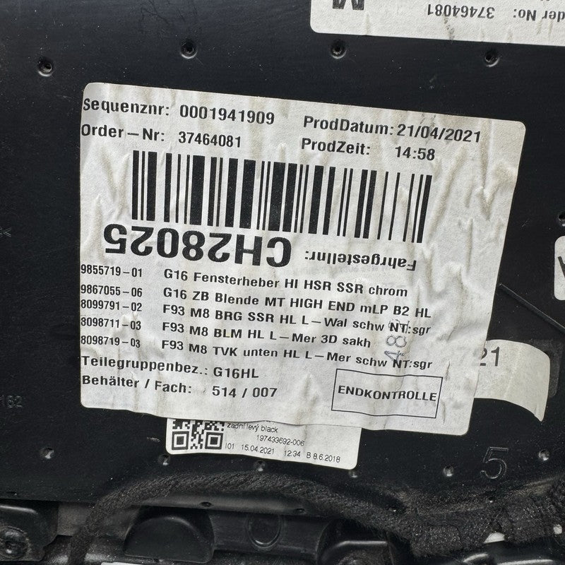 M8 BMW M8 840i M850i DOOR PANEL LEFT REAR 2020 2021 2022 2023 2024 OEM