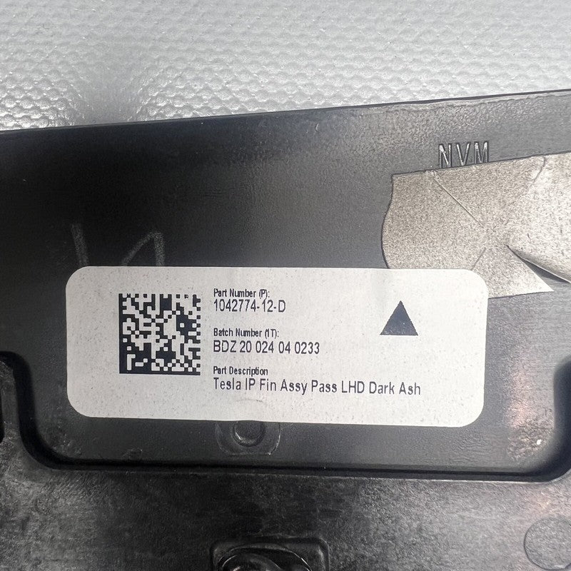 1042774-12-D TESLA MODEL S DASHBOARD PANEL DARK ASH RIGHT 2016 17 18 19 2020 OEM 1042774-12-D