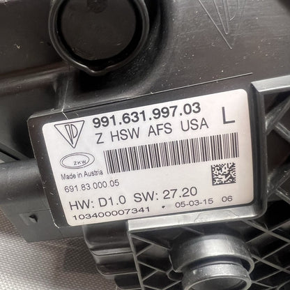 99163199703 PORSCHE 911 CARRERA GTS HEADLIGHT LEFT DRIVER 2014 2015 2016 BI XENON OEM