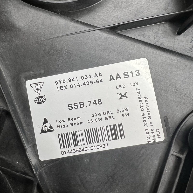 9Y0941034AA PORSCHE CAYENNE HEADLIGHT RIGHT PASSENGER LED 2019 2020 2021 2022 9Y0941034AA