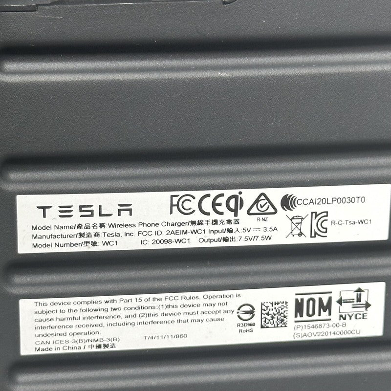 1546873-00-B TESLA MODEL S X CENTER CONSOLE INDUCTIVE CHARGER 2016 2017 2018 2019 2020 2021
