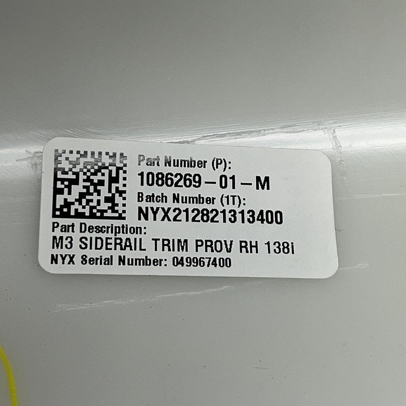 1086269-01-M TESLA MODEL 3 SIDE RAIL TRIM COVER RIGHT 2017 2018 2019 2020 OEM 1086269-01-M