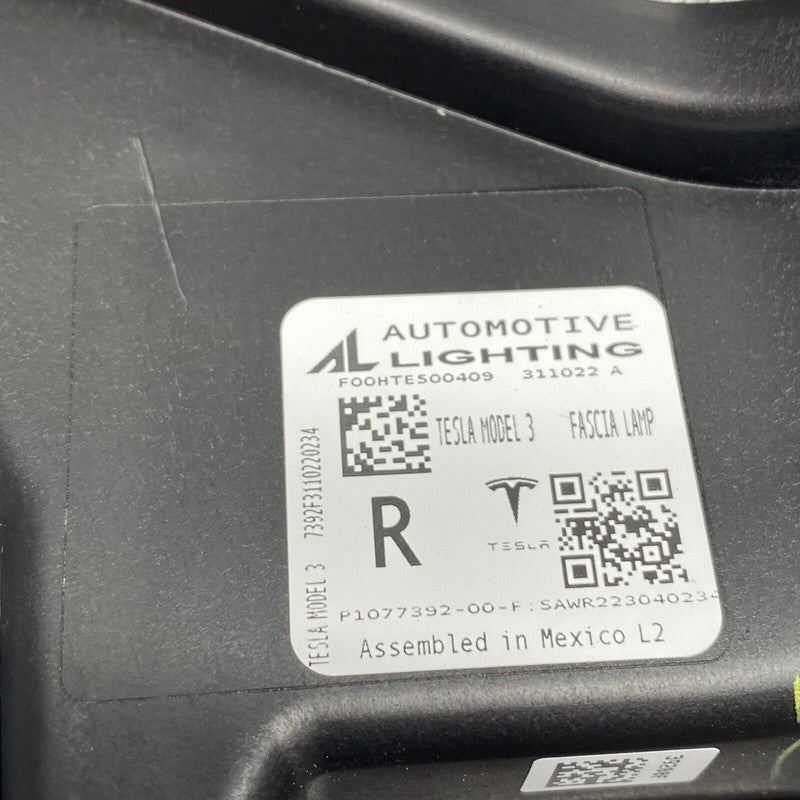 1077392-00-F TESLA MODEL 3 FOG LIGHT RIGHT PASSENGER 2017 2018 2019 20 21 2022 1077392-00-F