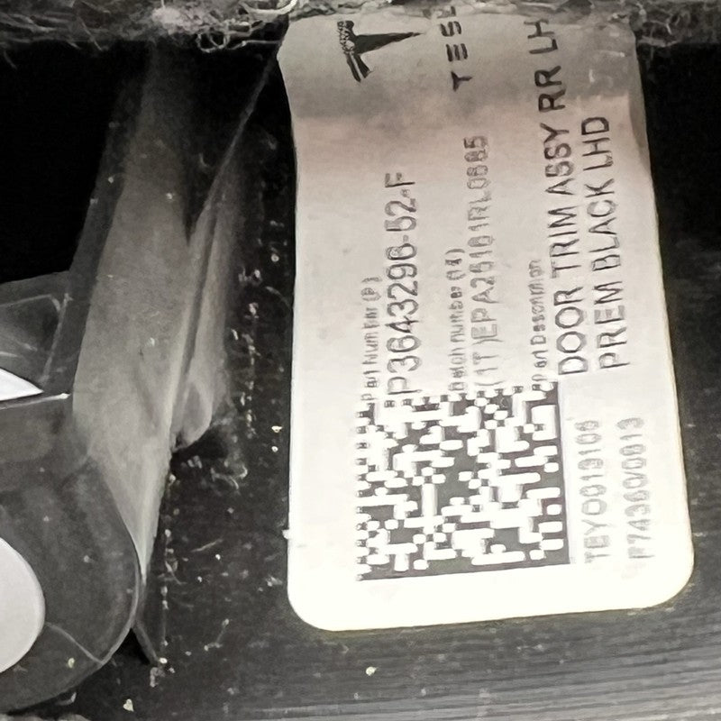 MODEL 3 TESLA MODEL 3 DOOR PANEL LEFT REAR 2018 2019 2020 2021 2022 OEM 