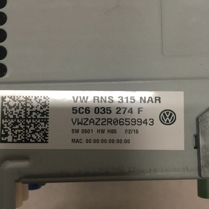 5C6035274F VOLKSWAGEN JETTA NAVIGATION RADIO UNIT 2015 2016 OEM 5C6035274F