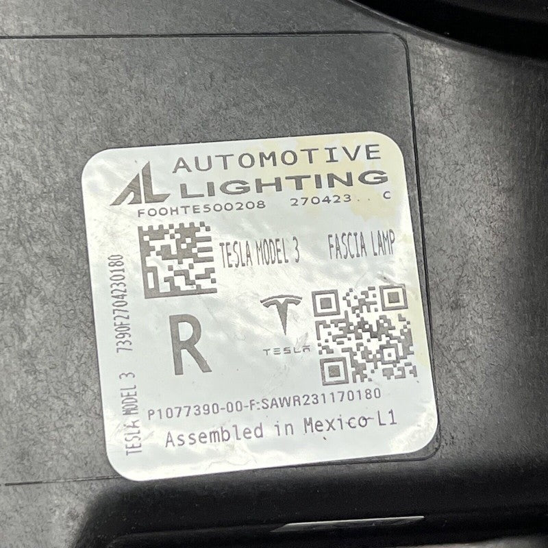 TESLA MODEL 3 FOG LIGHT RIGHT PASSENGER 2017 2018 2019 2020 2021 2022 