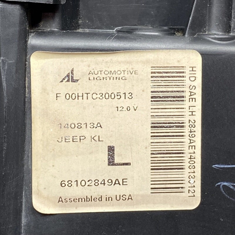 JEEP CHEROKEE HEADLIGHT LEFT DRIVER SIDE 68102849AE 2014 2015 2016 XEN
