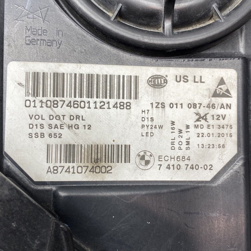 7410740 BMW 528 HEADLIGHT 535 RIGHT PASSENGER XENON 2014 2015 2016 OEM 7410740