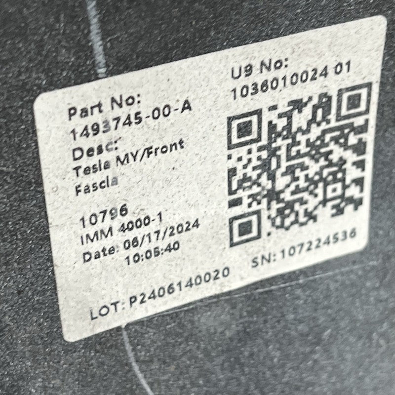 1493745-00-A TESLA MODEL Y FRONT BUMPER 2023 2024 NON SENSOR TYPE OEM 1493745-00-A