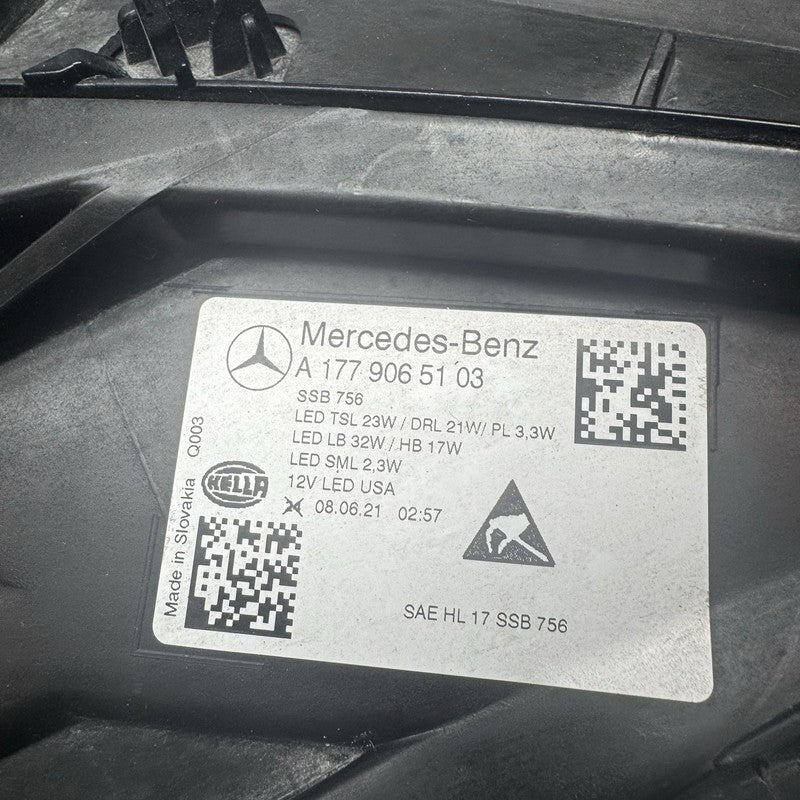 A1779065103 MERCEDES A220 HEADLIGHT LEFT DRIVER 2019 2020 2021 2022 LED OEM A35 A1779065103